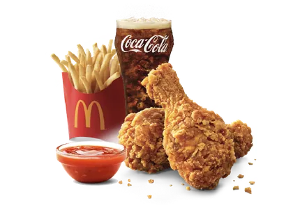 2 Pc Crispy Fried Chicken + 1 Med Fries + 1 Spicy Sauce + 1 Coke 2 Pc Crispy Fried Chicken + 1 Med Fries + 1 Spicy Sauce + 1 Coke