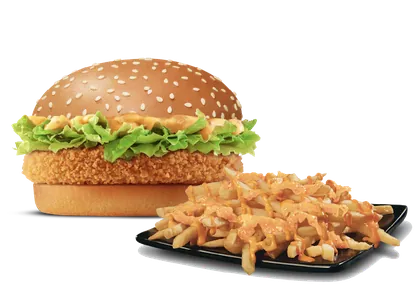 Crispy Veggie Burger +  Cheesy Fries