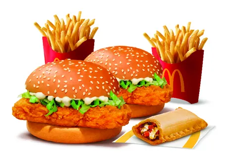 Burger Combo for 2: McSpicy Chicken Burger with Pizza McPuff Burger Combo for 2: McSpicy Chicken Burger with Pizza McPuff