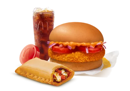 McAloo Tikki Burger + Veg Pizza McPuff + Coke McAloo Tikki Burger + Veg Pizza McPuff + Coke