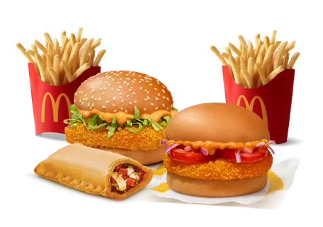 Burger Combo for 2: McSpicy Paneer + McAloo Tikki with Pizza McPuff Burger Combo for 2: McSpicy Paneer + McAloo Tikki with Pizza McPuff