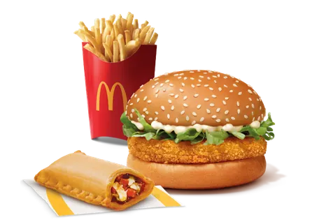 McVeggie Burger + Veg Pizza McPuff + Fries (L) McVeggie Burger + Veg Pizza McPuff + Fries (L)