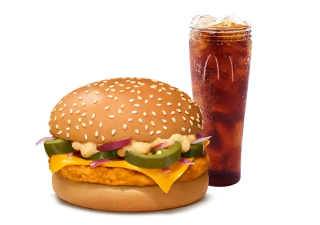 Grilled Chicken & Cheese Burger + Coke Grilled Chicken & Cheese Burger + Coke