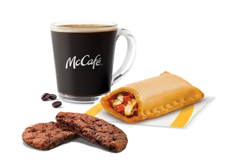 Veg Pizza McPuff + Choco Crunch Cookie + Americano Veg Pizza McPuff + Choco Crunch Cookie + Americano