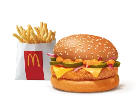 Corn & Cheese Burger + Fries (R) Corn & Cheese Burger + Fries (R)