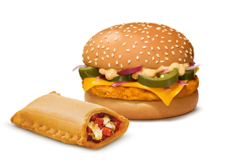 Grilled Chicken & Cheese Burger + Veg Pizza McPuff Grilled Chicken & Cheese Burger + Veg Pizza McPuff