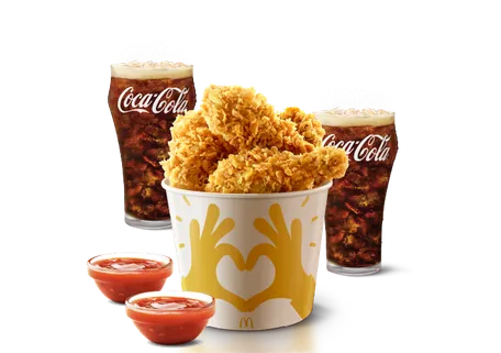 4 Pc Crispy Fried Chicken Bucket + 2 Dips + 2 Coke