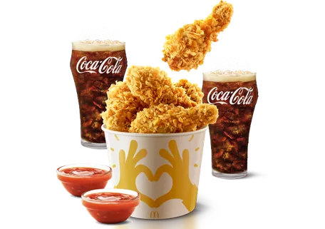 5 Pc Crispy Fried Chicken Bucket+ 2 Dips + 2 Coke