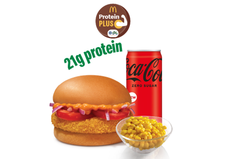 McAloo Tikki Burger Protein Plus+ Corn + Coke Zero McAloo Tikki Burger Protein Plus+ Corn + Coke Zero