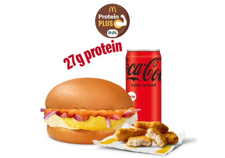 McEgg Burger Protein Plus + 4 Pc Chicken Nuggets + Coke Zero