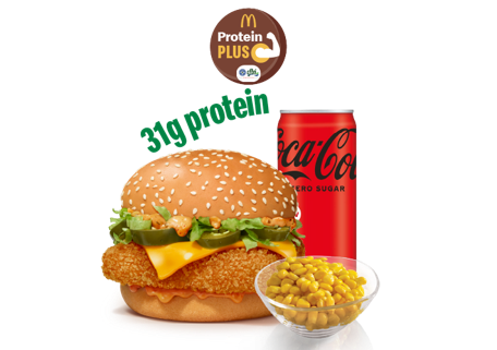 McSpicy Premium Veg Burger Protein Plus + Corn + Coke Zero McSpicy Premium Veg Burger Protein Plus + Corn + Coke Zero