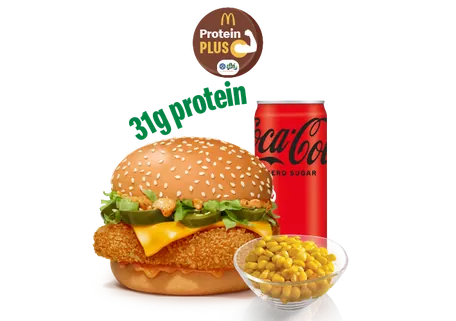 McSpicy Premium Veg Burger Protein Plus + Corn + Coke Zero