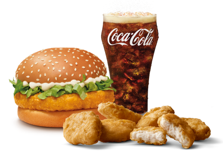 6 Pc Chicken Nuggets + McChicken Burger + Coke 6 Pc Chicken Nuggets + McChicken Burger + Coke
