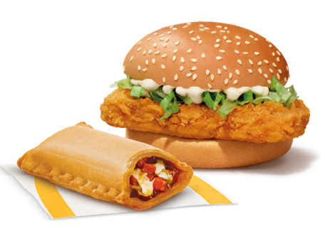 Veg Pizza McPuff + McSpicy Chicken Burger