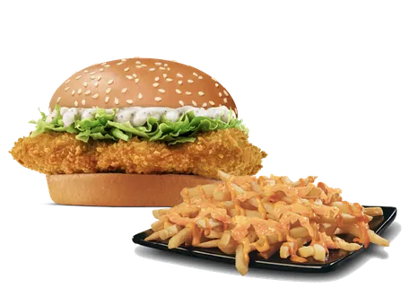 Crispy Chicken Burger + Cheesy Fries