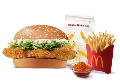 Crispy Chicken Burger + Piri Piri Fries (M)