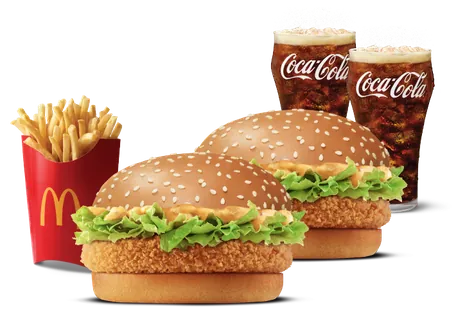 2 Crispy Veggie Burger  + Fries (L) + 2 Coke